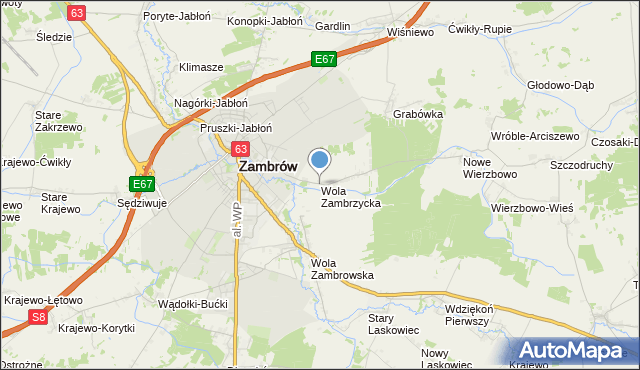 mapa Wola Zambrzycka, Wola Zambrzycka na mapie Targeo